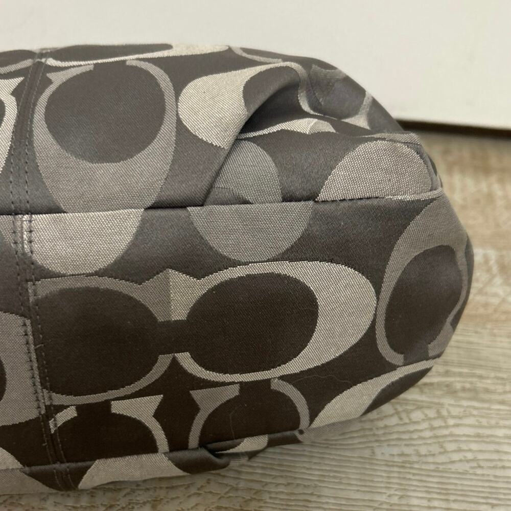 Y2K Coach Brooke Op Art Logo Mania Slouchy Hobo Bag Gray/Brown Metallic F17673 - Picture 11 of 16